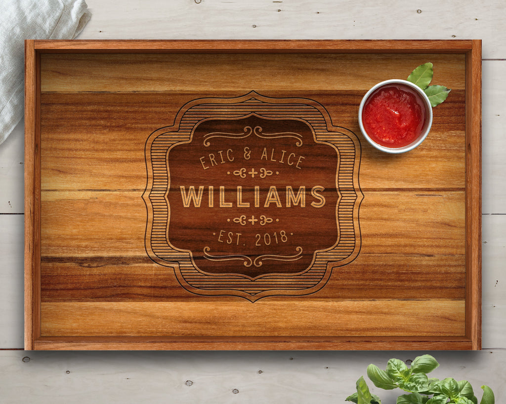 Serving Tray, Teak, Custom Serving Tray, Tray with Handles, Engraved, Tray, Breakfast in Bed, Breakfast Tray, Wood Tray, Coffee Table Tray