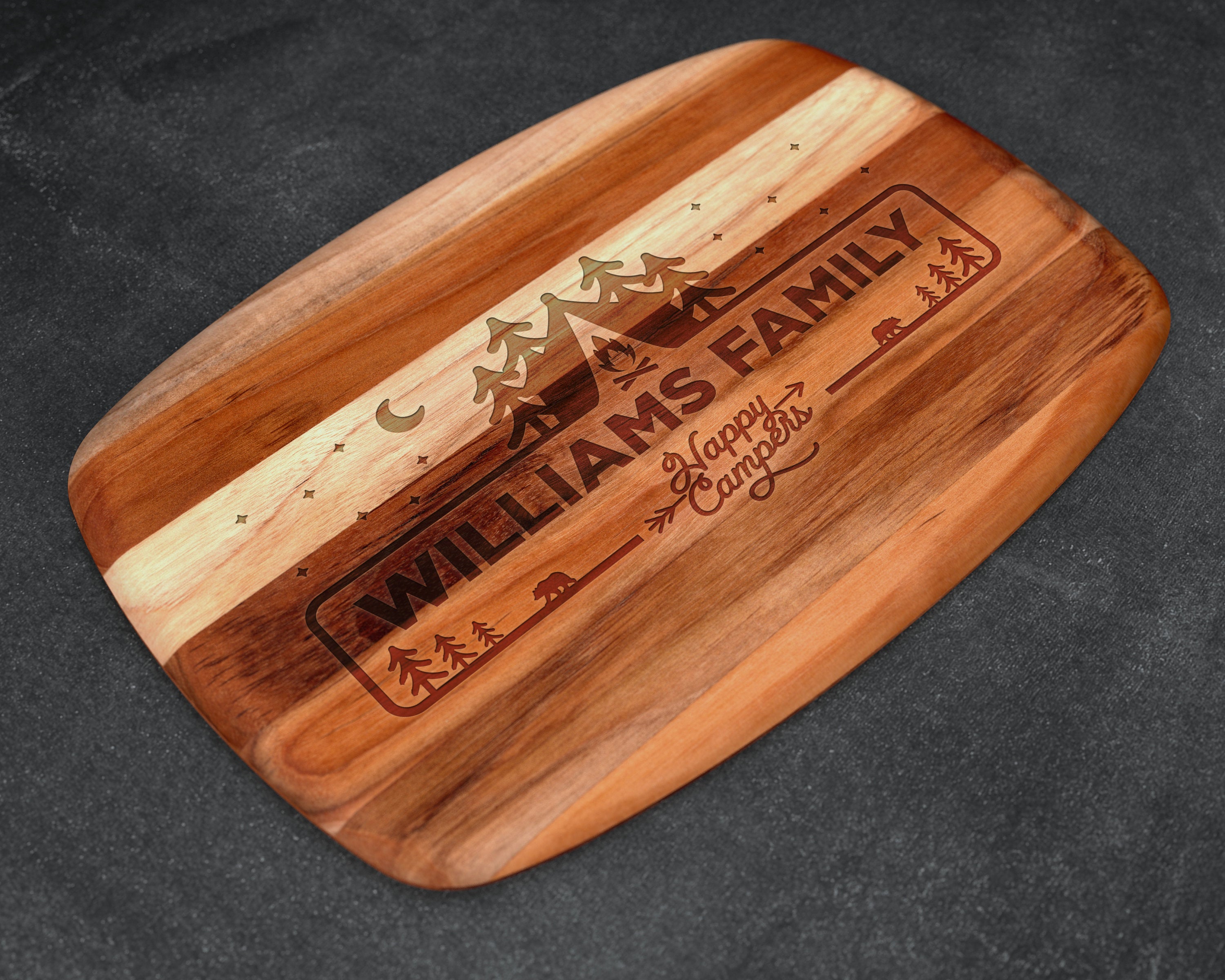 Camping, Camping Decor, Personalized Cutting Board, Teak Wood