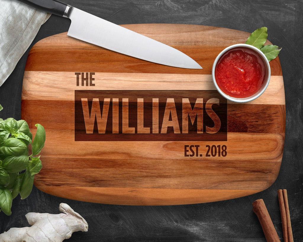 Personalized Cutting Board, Teak, Wedding Gift, Engagement, Gift for Wife, Custom Cutting Board, Personalized Kitchen, Kitchen Gift, Baking