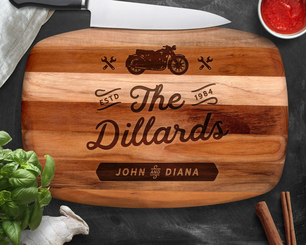 LISTING FOR LUPE -- 40 Teak Cutting Boards with Motorcycle Design