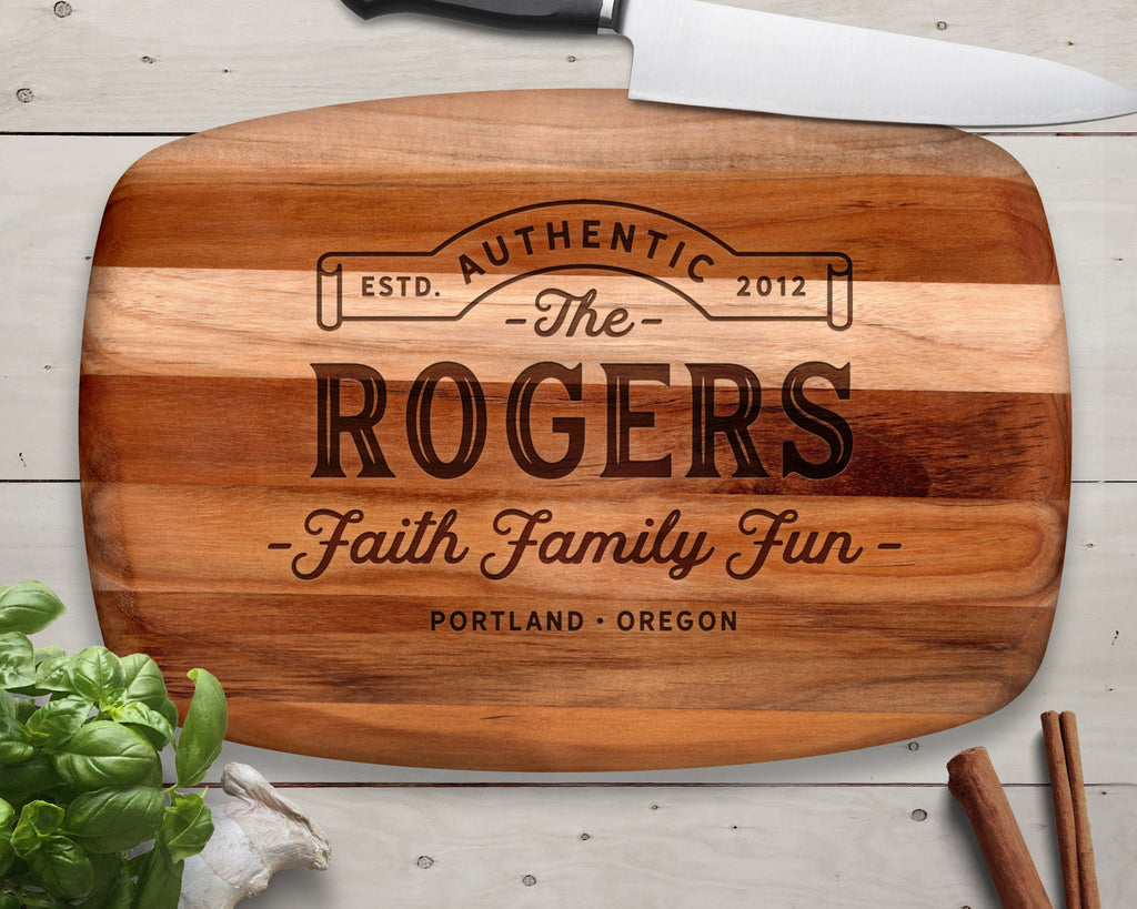 Established, Custom Cutting Board, Established Sign, Family Sign, Faith Family Fun, Faith Hope Love, Bridal Shower Gift, Family Established