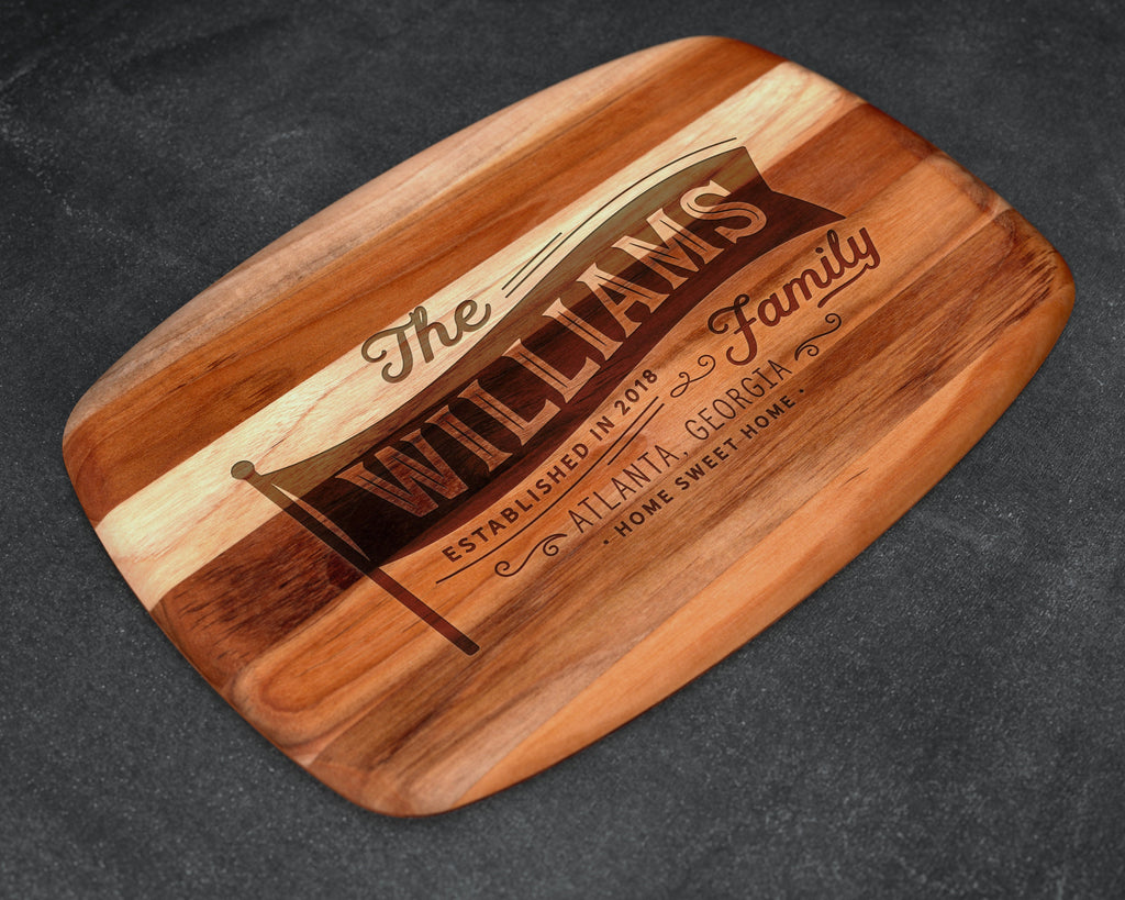 Cutting Board, Teak, Pennant, Pennant Flag, Wooden Gifts, Custom Pennant, Wood Gifts, Laser Engraved Wood, Custom Wood Sign, Gifts for Men