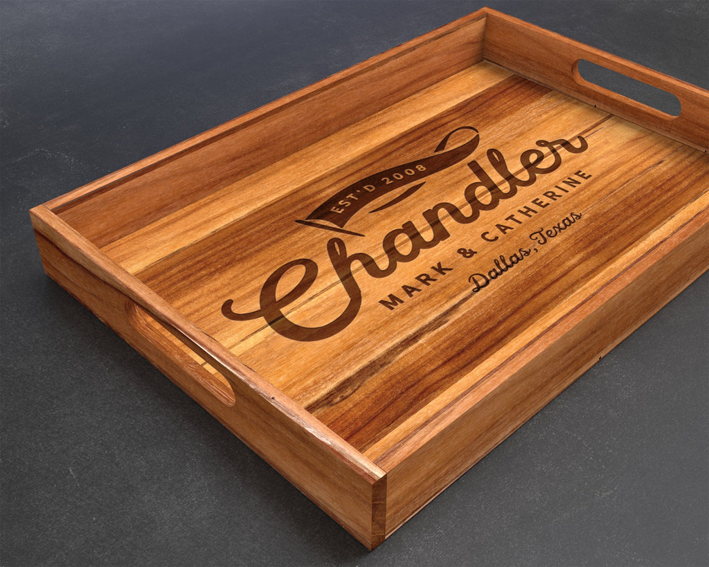 Personalized Tray, Teak, Kitchen Gift, Gift for Men, Custom Tray, Husband Gift, Christmas 2018, Gifts for Him, Wedding Anniversary, Tray