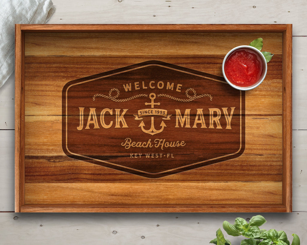 Nautical Decor, Teak, Custom Tray, Anchor, Anchor Decor, Beach House Decor, Lake House Decor, Nautical Wall Art, Nautical Theme