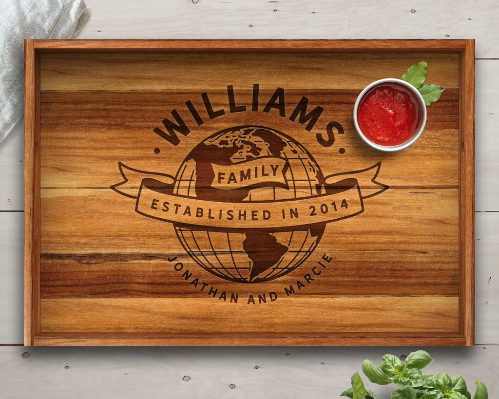 Serving Tray, Teak, Custom Serving Tray, Tray with Handles, Engraved, Tray, Breakfast in Bed, Breakfast Tray, Wood Tray, Coffee Table Tray