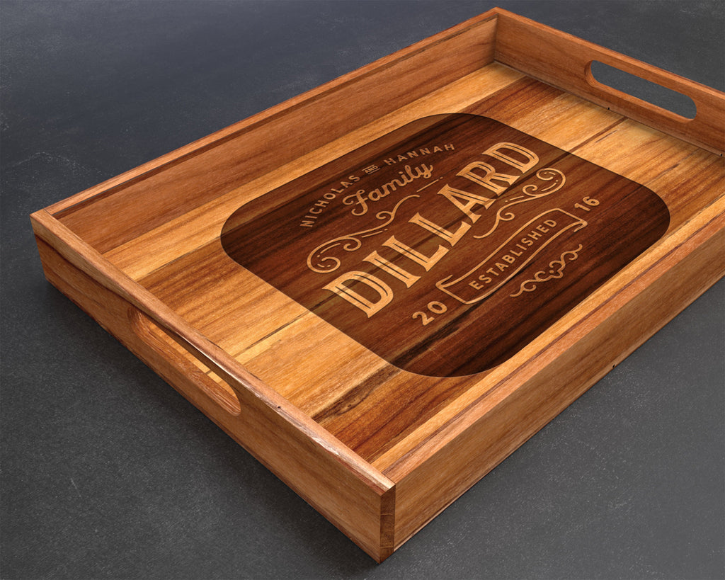 Serving Tray, Teak, Custom Serving Tray, Tray with Handles, Engraved, Tray, Breakfast in Bed, Breakfast Tray, Wood Tray, Coffee Table Tray