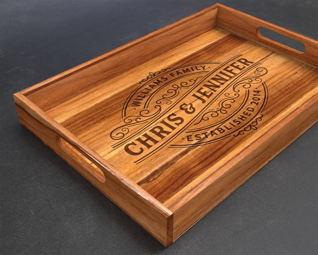 Serving Tray, Teak, Custom Serving Tray, Tray with Handles, Engraved, Tray, Breakfast in Bed, Breakfast Tray, Wood Tray, Coffee Table Tray