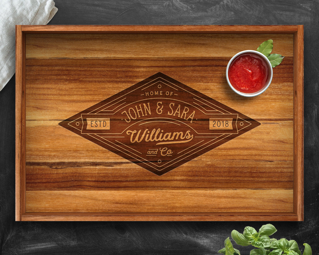 Serving Tray, Teak, Custom Serving Tray, Tray with Handles, Engraved, Tray, Breakfast in Bed, Breakfast Tray, Wood Tray, Coffee Table Tray