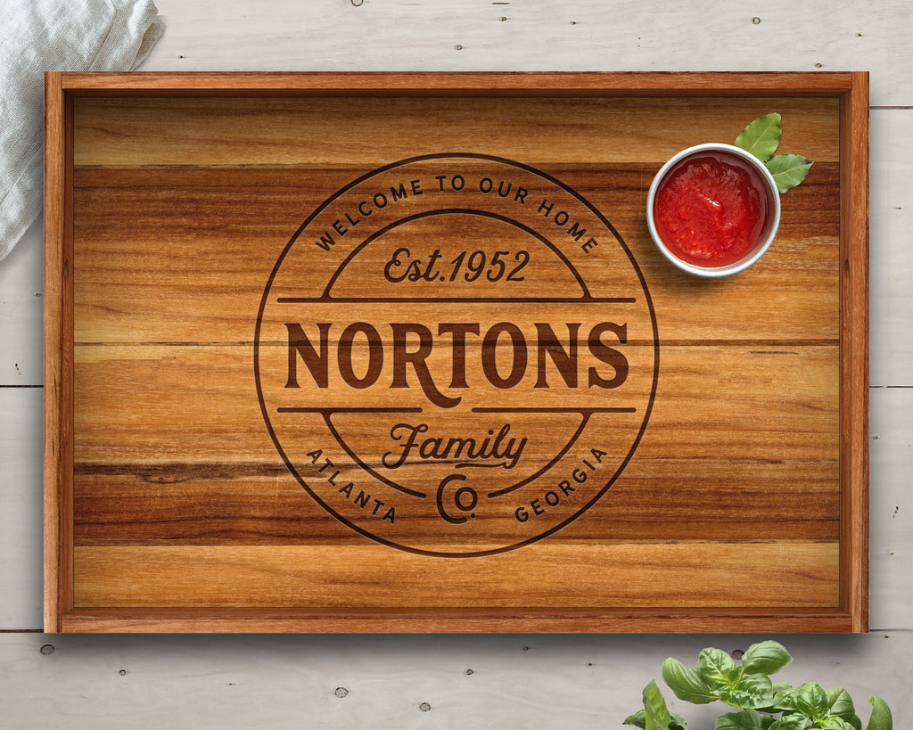 Serving Tray, Teak, Custom Serving Tray, Tray with Handles, Engraved, Tray, Breakfast in Bed, Breakfast Tray, Wood Tray, Coffee Table Tray