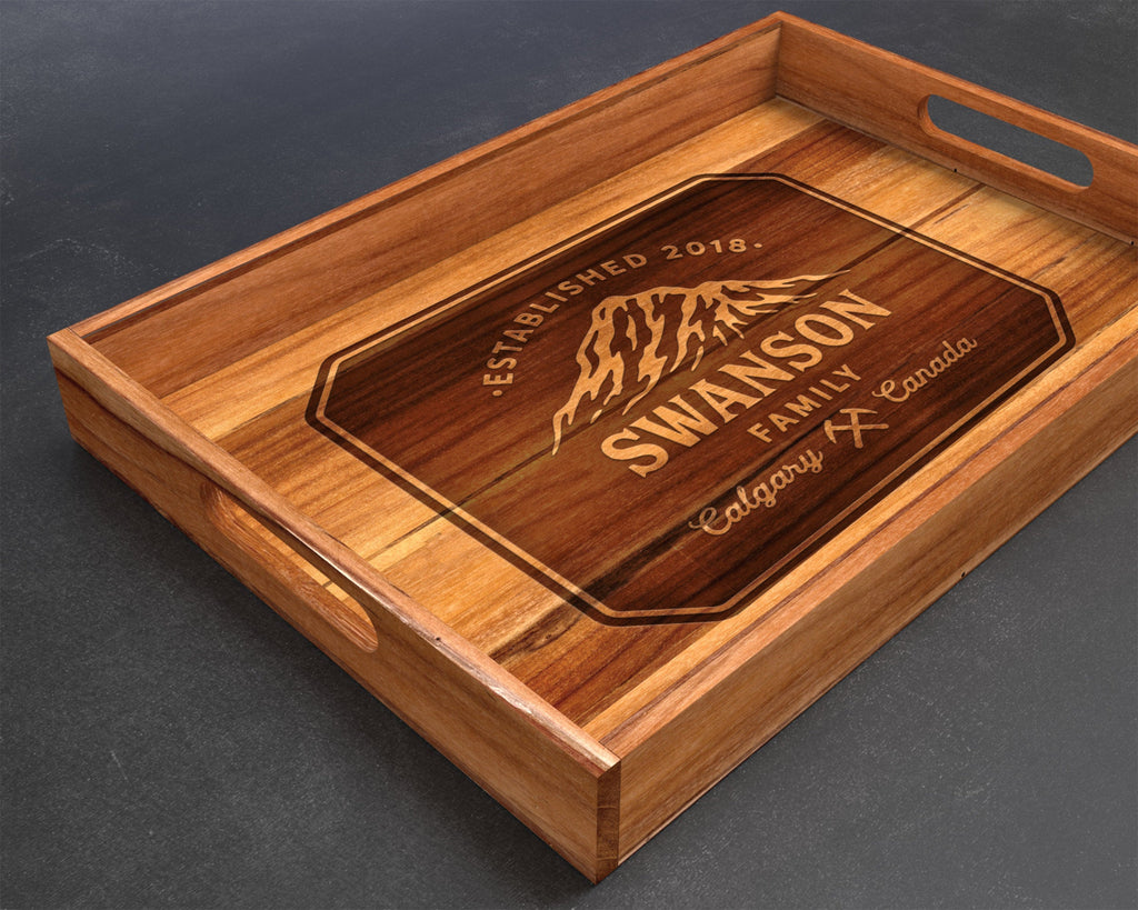 Serving Tray, Teak, Custom Serving Tray, Tray with Handles, Engraved, Tray, Breakfast in Bed, Breakfast Tray, Wood Tray, Coffee Table Tray