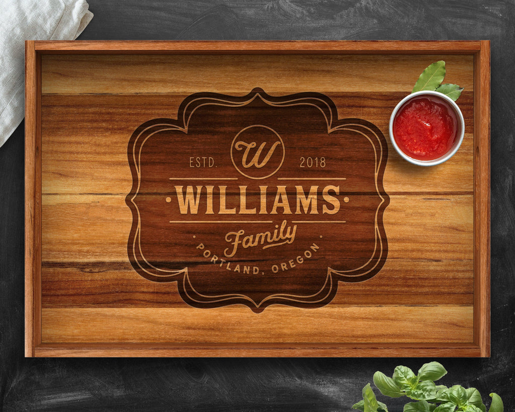 Serving Tray, Teak, Custom Serving Tray, Tray with Handles, Engraved, Tray, Breakfast in Bed, Breakfast Tray, Wood Tray, Coffee Table Tray