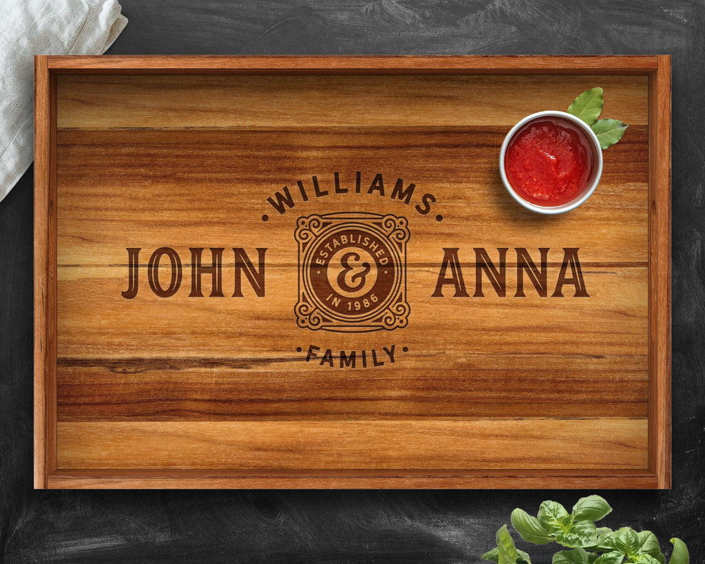 Serving Tray, Teak, Custom Serving Tray, Tray with Handles, Engraved, Tray, Breakfast in Bed, Breakfast Tray, Wood Tray, Coffee Table Tray
