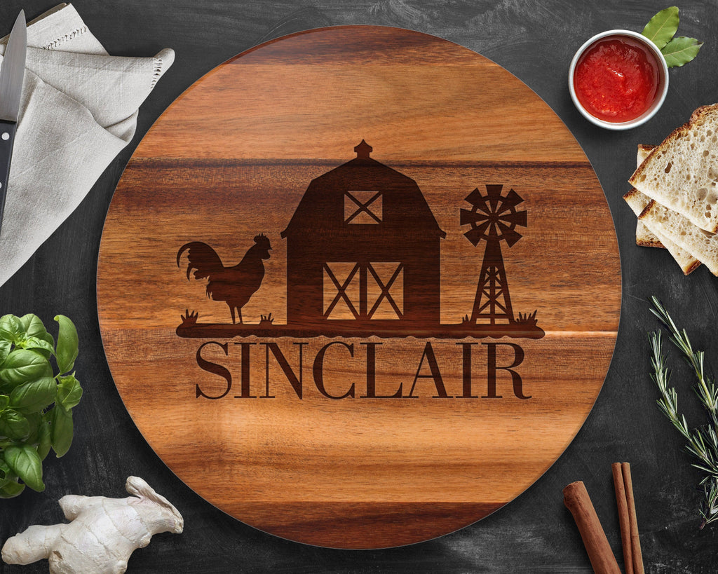 Farmhouse Decor, Farm Decor, Lazy Susan, Fixer Upper, Name Sign, Custom Lazy Susan, Personalized Lazy Susan, Rooster, Roosters Decor, Barn